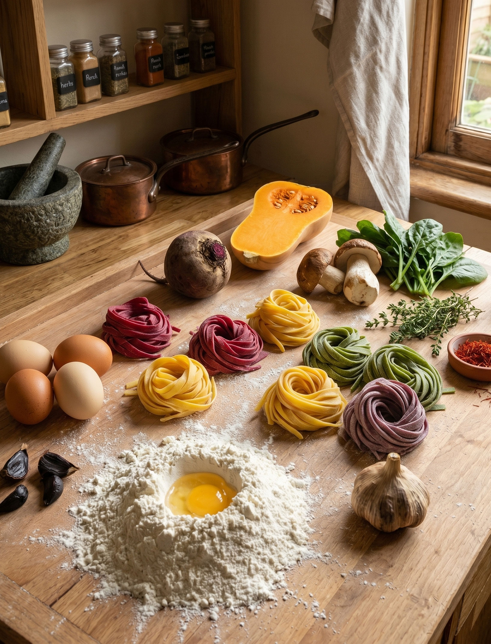 Fresh pasta ingredients by Pasta by Val